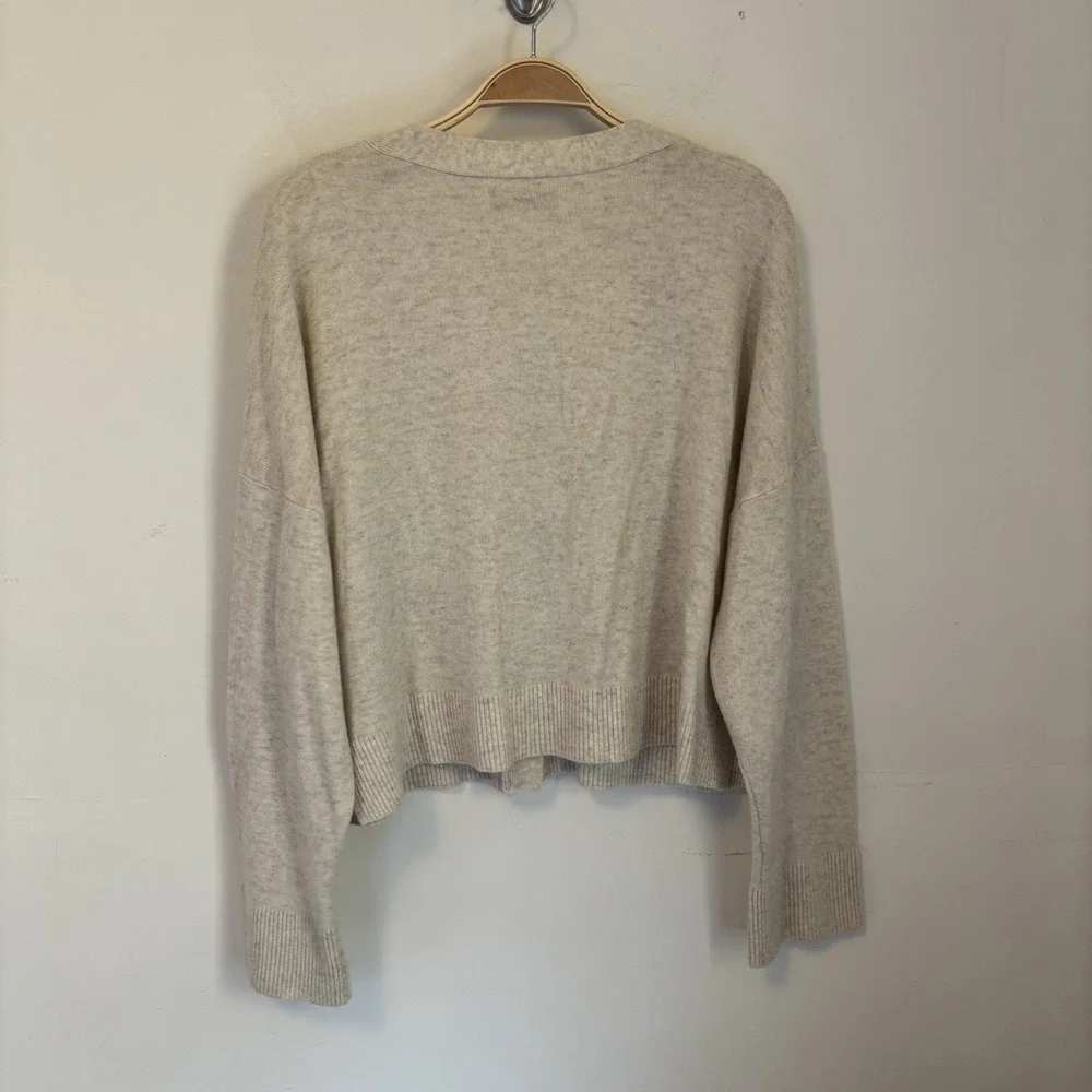Abercrombie & Fitch Women's 100% Cashmere Cropped Cardigan Sweater Cream Large